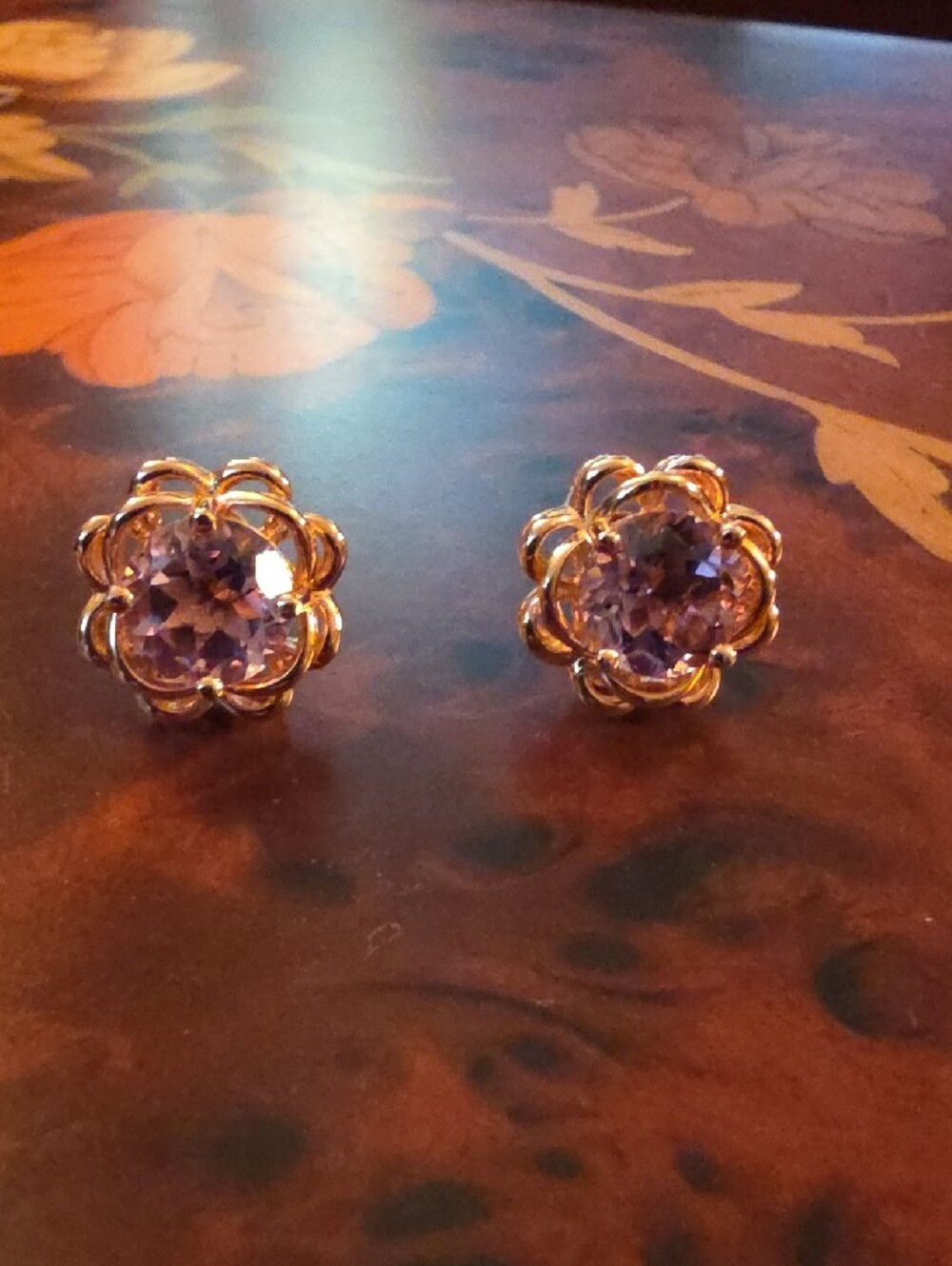 JTV Lavender Amethyst 18K Rose Gold Over Silver Earrings